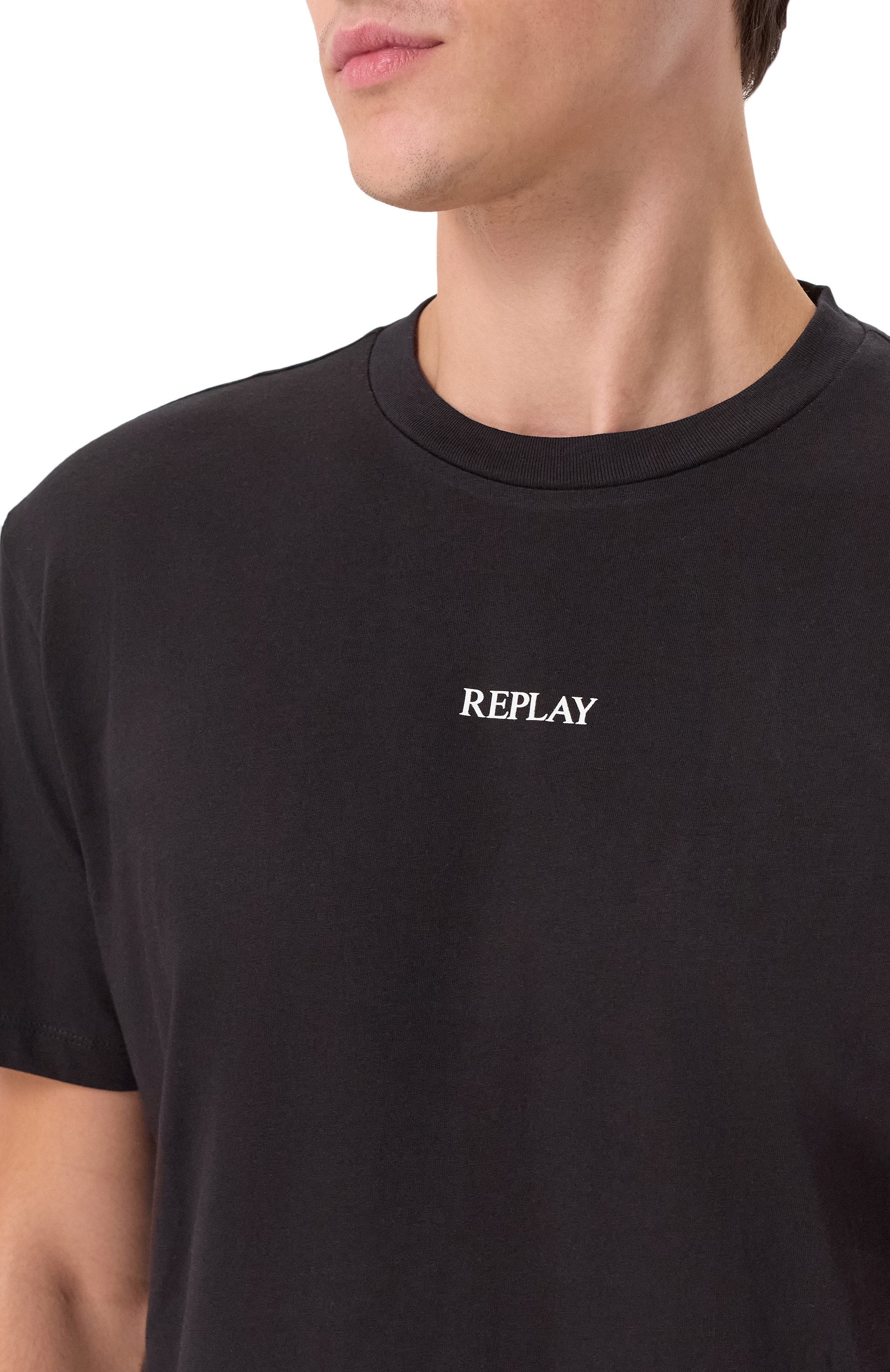 Хлопковая футболка REPLAY черного цвета по цене 4155 руб., арт. M3098 .000.2660, фото 5 Хлопковая футболка REPLAY, арт. M3098 .000.2660, фото 5