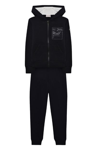 Комплект из толстовки и брюк MONCLER темно-синего цвета по цене 46200 руб., арт. G2-954-8M761-20-809B3/12-14A, фото 1 Комплект из толстовки и брюк MONCLER, арт. G2-954-8M761-20-809B3/12-14A, фото 1