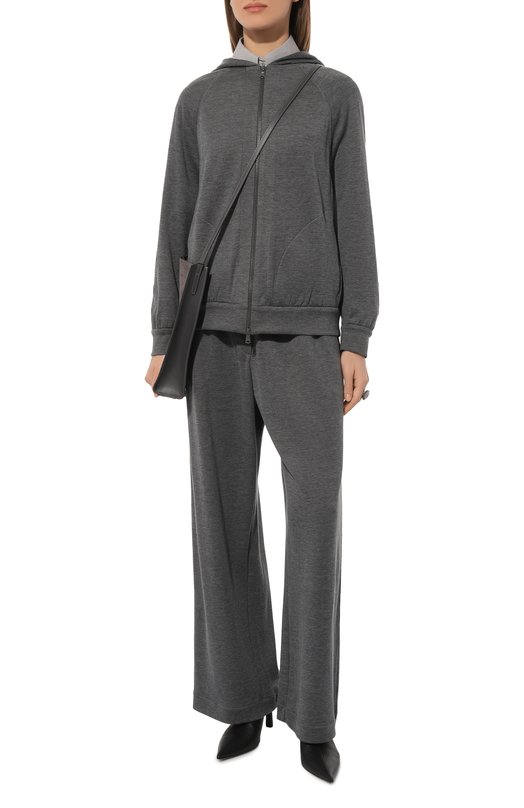 Толстовка из хлопка и шелка Brunello Cucinelli MD828B1342 Серый  MD828B1342 Фото 2