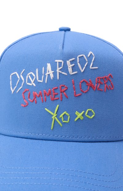 Хлопковая бейсболка DSQUARED2 голубого цвета по цене 18150 руб., арт. BCW0919, фото 4 Хлопковая бейсболка DSQUARED2, арт. BCW0919, фото 4