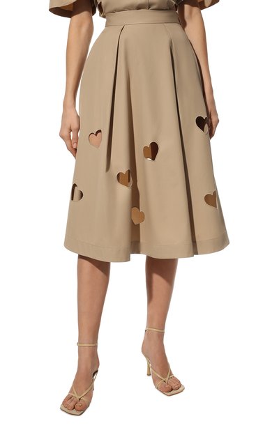Хлопковая юбка MSGM бежевого цвета по цене 53800 руб., арт. 3241MDD24 227106, фото 3 Хлопковая юбка MSGM, арт. 3241MDD24 227106, фото 3