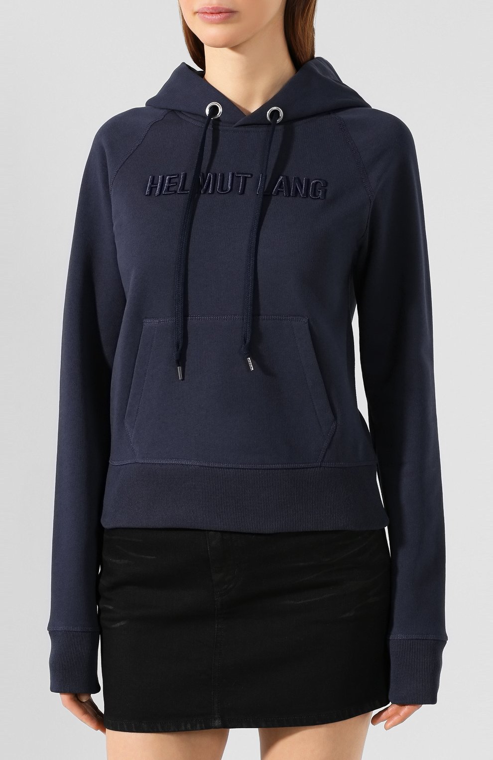 Хлопковое худи HELMUT LANG темно-синего цвета по цене 37750 руб., арт. J07DW503, фото 3 Хлопковое худи HELMUT LANG, арт. J07DW503, фото 3