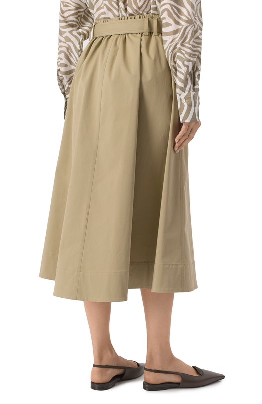 Хлопковая юбка Brunello Cucinelli ML138G3753 Хаки  ML138G3753 Фото 4