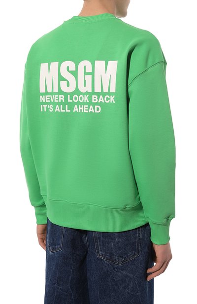 Хлопковый свитшот MSGM зеленого цвета по цене 27300 руб., арт. 3440MM161/237001, фото 4 Хлопковый свитшот MSGM, арт. 3440MM161/237001, фото 4