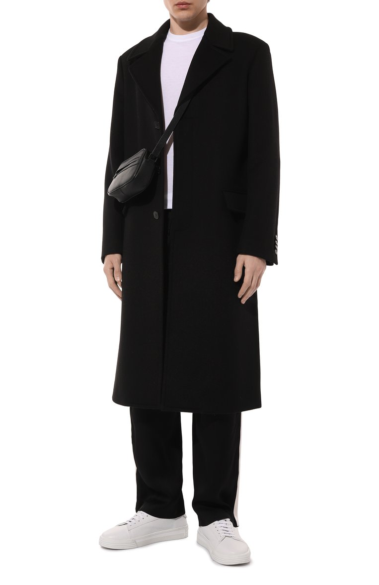 Мужские брюки SAINT LAURENT черного цвета, арт. 737560Y3G36 1000 | Фото 2 (Длина (брюки, джинсы): Стандартные; Материал внешний: Синтетический материал; Стили: Кэжуэл; Случай: Повседневный)