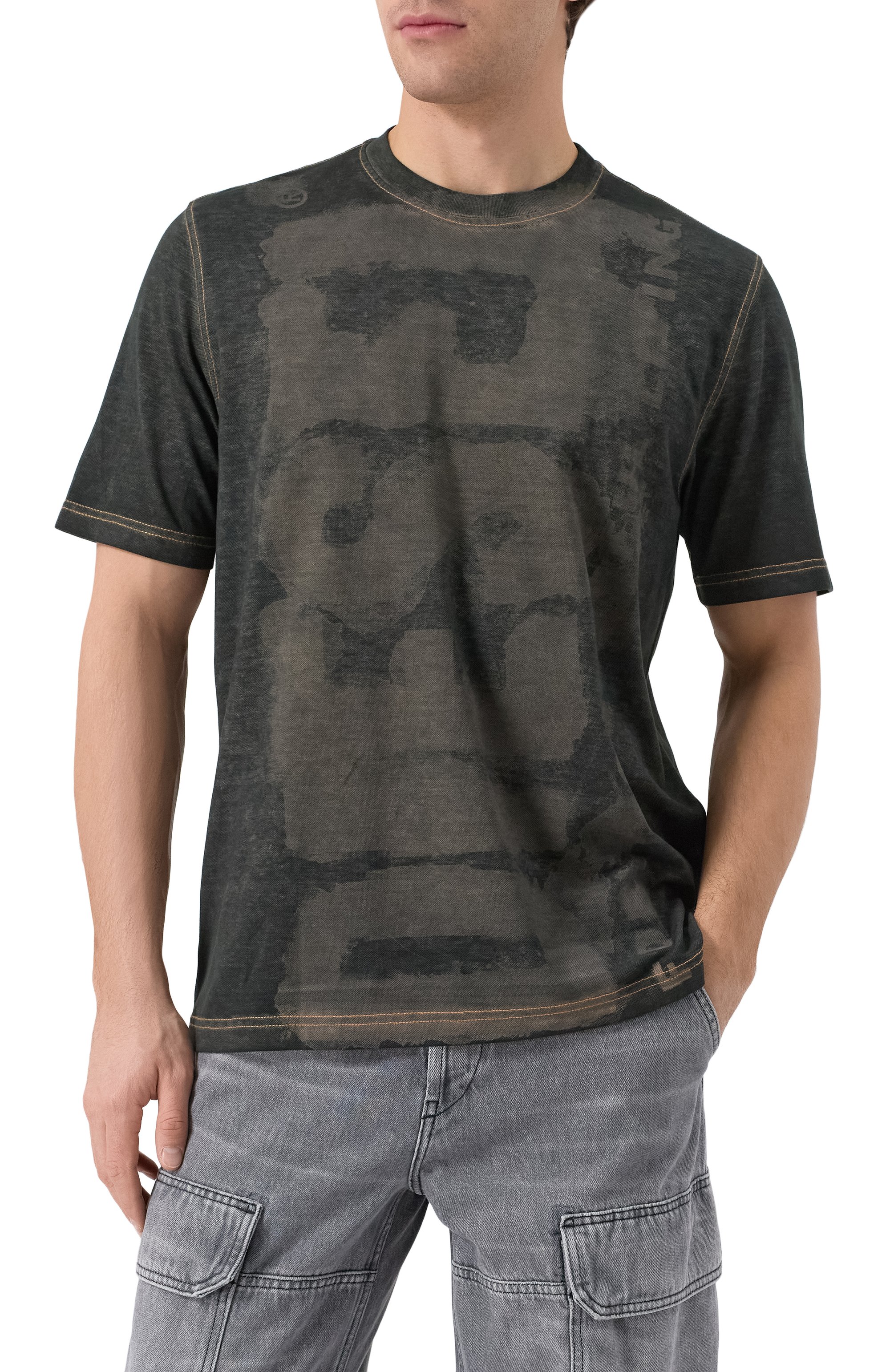 Футболка DIESEL темно-зеленого цвета по цене 11550 руб., арт. A17255/0EGBJ, фото 3 Футболка DIESEL, арт. A17255/0EGBJ, фото 3