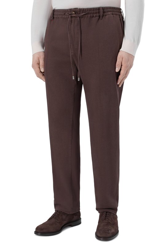 Брюки из хлопка и лиоцелла Cortigiani 4AP400 Коричневый  4AP400 Фото 3