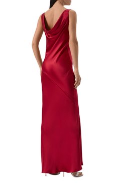 Женское атласное платье VERSACE красного цвета, арт. 1018072/1A12742 | Фото 4 (Драгоценные камни: Проставлено; Длина Ж (юбки, платья, шорты): Макси; Материал внешний: Шелк; Материал сплава: Проставлено; Женское Кросс-КТ: Платье-одежда; Случай: Вечерний; Рукава: На бретелях)