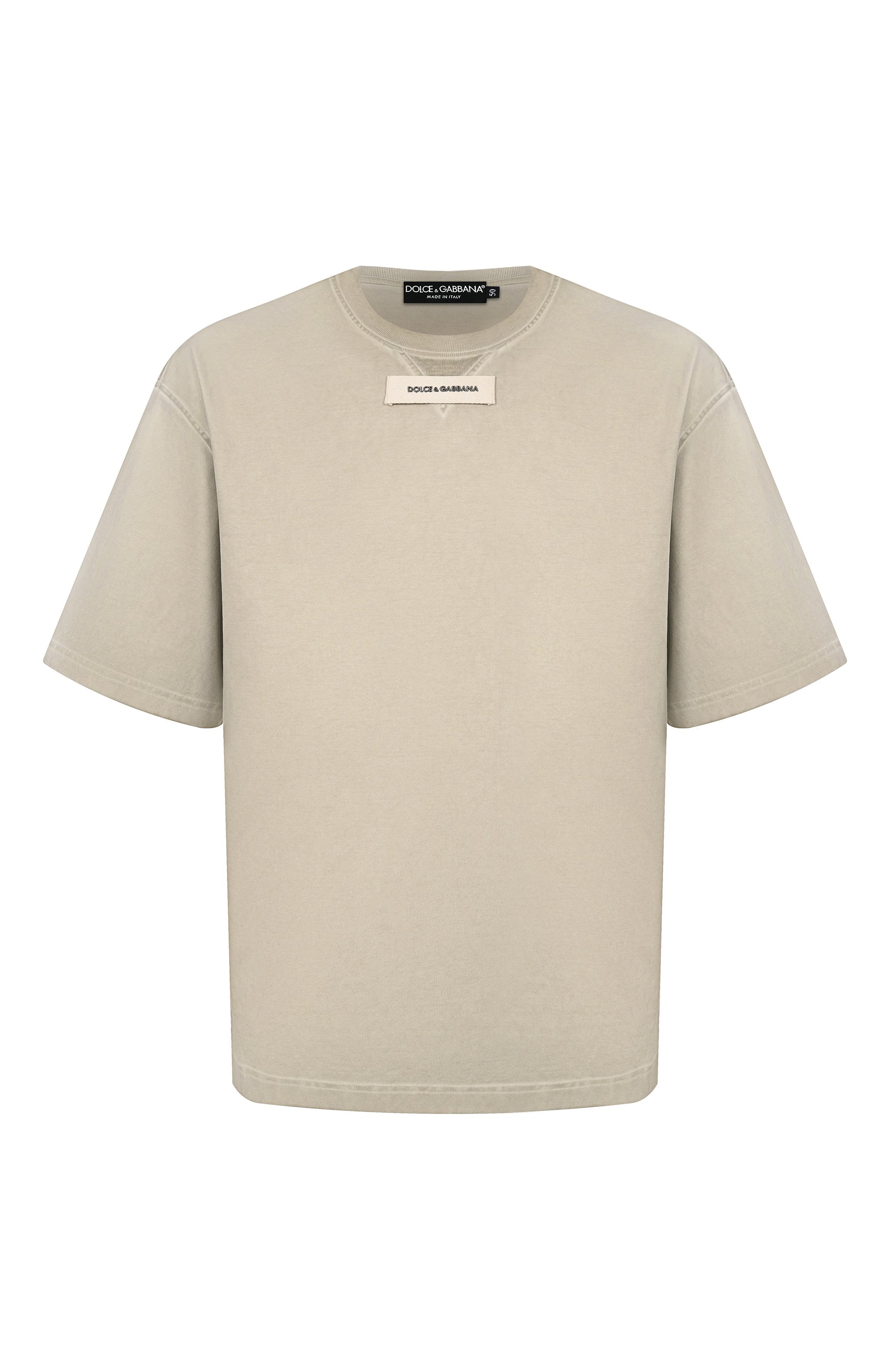 Хлопковая футболка DOLCE & GABBANA хаки цвета по цене 85850 руб., арт. G8TJ6T/G7PPQ, фото 1 Хлопковая футболка DOLCE & GABBANA, арт. G8TJ6T/G7PPQ, фото 1