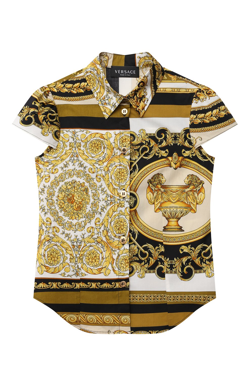 Хлопковая блузка VERSACE разноцветного цвета по цене 31750 руб., арт. 1000193/1A00306/4A-6A, фото 1 Хлопковая блузка VERSACE, арт. 1000193/1A00306/4A-6A, фото 1