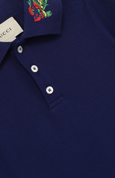 Хлопковое поло с вышивкой на воротнике GUCCI, арт. 475711/X5U29, фото 3