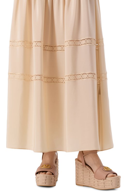 Кожаные босоножки VLogo Signature Valentino 6W0S0LY9/DTW Бежевый  6W0S0LY9/DTW Фото 3