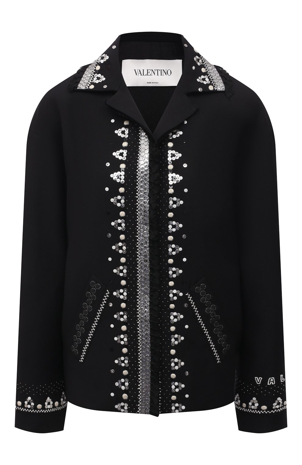 Жакет из шерсти и шелка VALENTINO черного цвета по цене 680500 руб., арт. WB3CE2E31CF, фото 1 Жакет из шерсти и шелка VALENTINO, арт. WB3CE2E31CF, фото 1