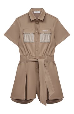 Детские комбинезон из хлопка и вискозы MSGM KIDS бежевого цвета, арт. S4MSJGJS080 | Фото 1 (Нос: Не проставлено; Материал внешний: Вискоза, Хлопок; Девочки Кросс-КТ: Комбинезон-одежда; Ростовка одежда: 10 - 11 лет | 140 - 146см, 12 лет | 152 см, 16 лет | 164 см, 8 лет | 128 см, 6 лет | 116 см)