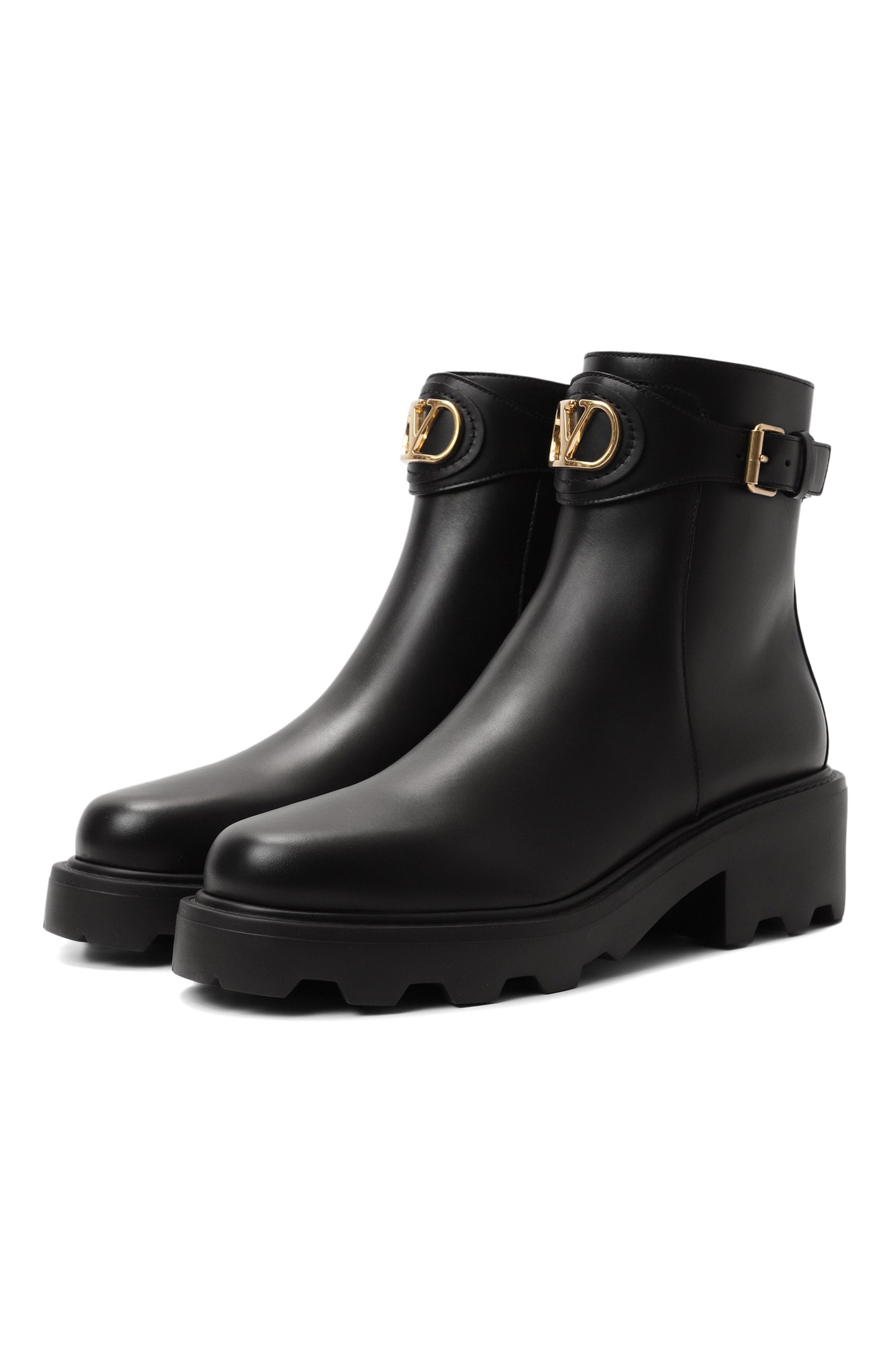Кожаные ботинки vlogo VALENTINO черного цвета по цене 159000 руб., арт. 9W2S0MT5/BEK, фото 1 Кожаные ботинки vlogo VALENTINO, арт. 9W2S0MT5/BEK, фото 1