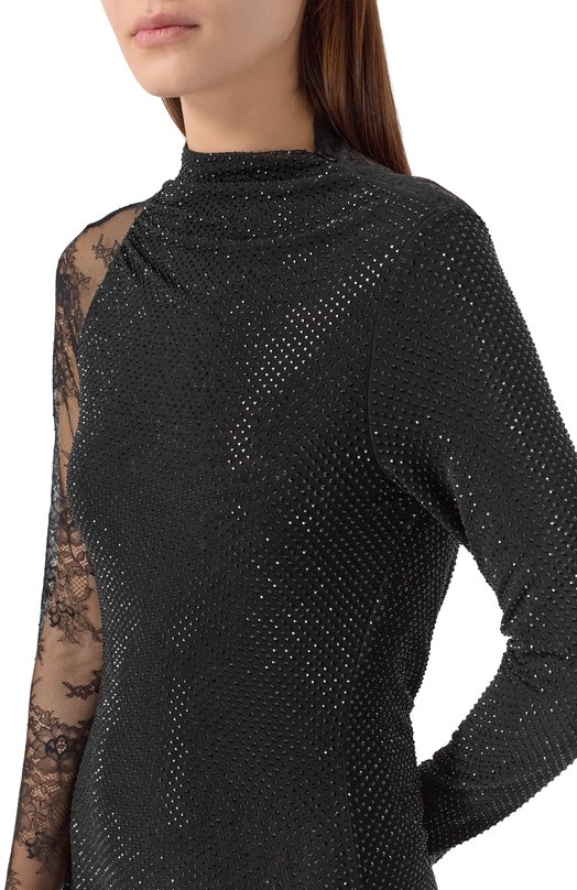 Платье с отделкой стразами self-portrait SC25006SB Чёрный  SC25006SB Фото 4