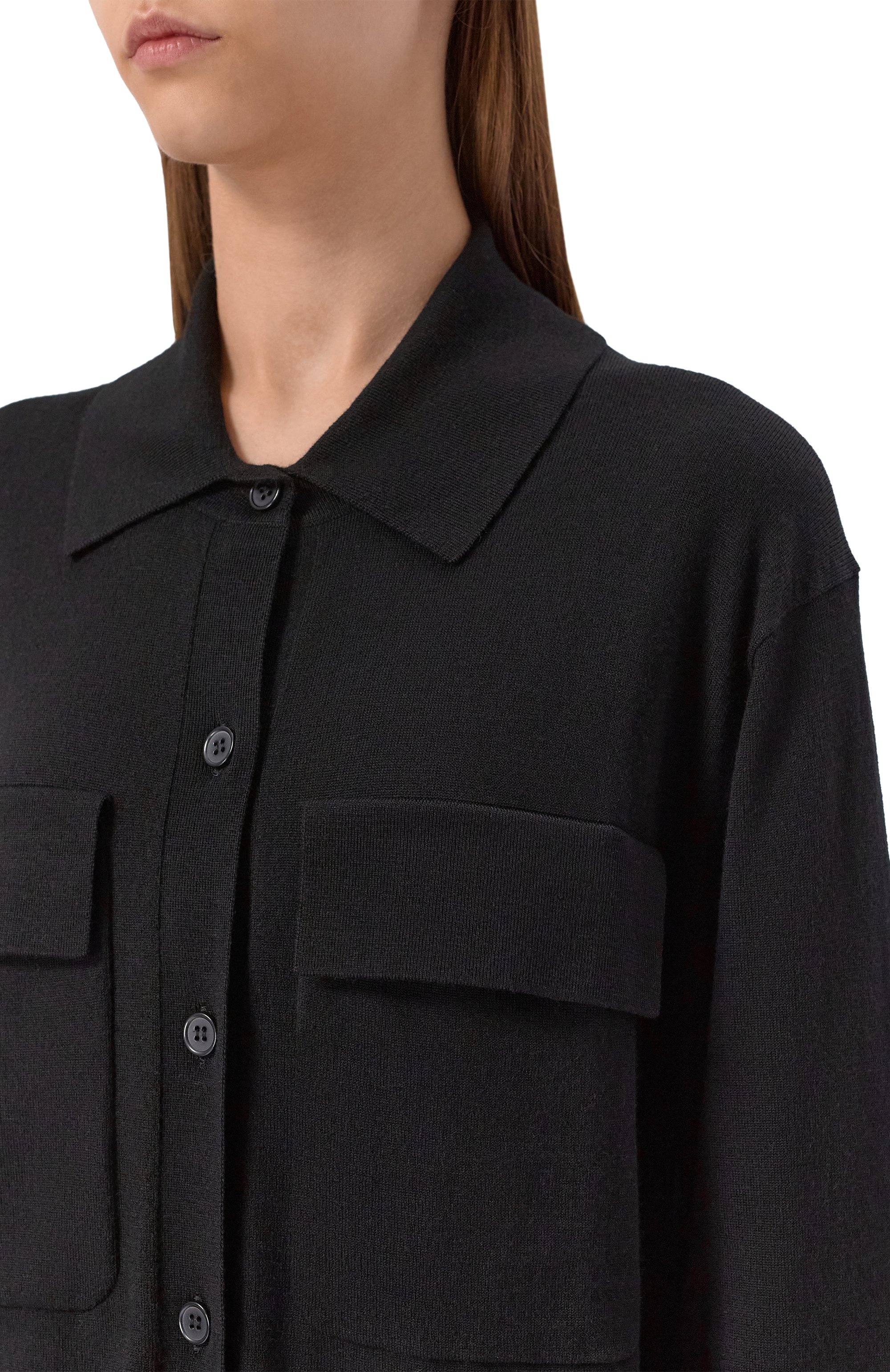 Рубашка из шерсти и кашемира P.A.R.O.S.H. черного цвета по цене 53900 руб., арт. LIME25-D540898, фото 5 Рубашка из шерсти и кашемира P.A.R.O.S.H., арт. LIME25-D540898, фото 5