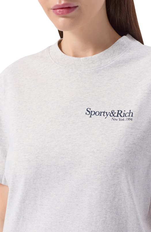 Хлопковая футболка Sporty and Rich T004362175GY03 Серый  T004362175GY03 Фото 5