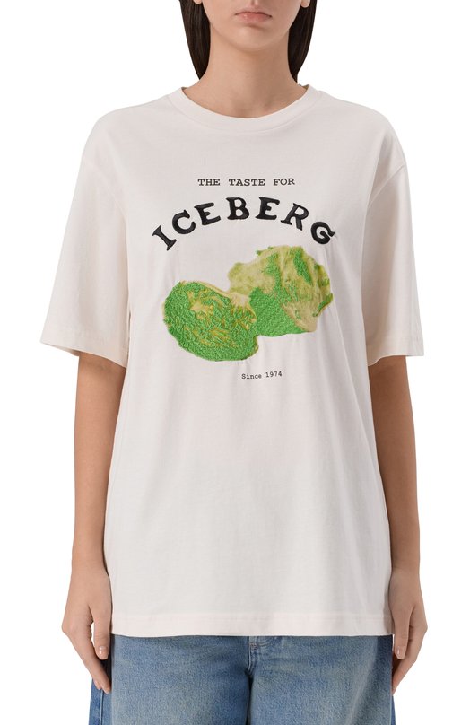 Хлопковая футболка Iceberg F022/6327 Кремовый  F022/6327 Фото 3