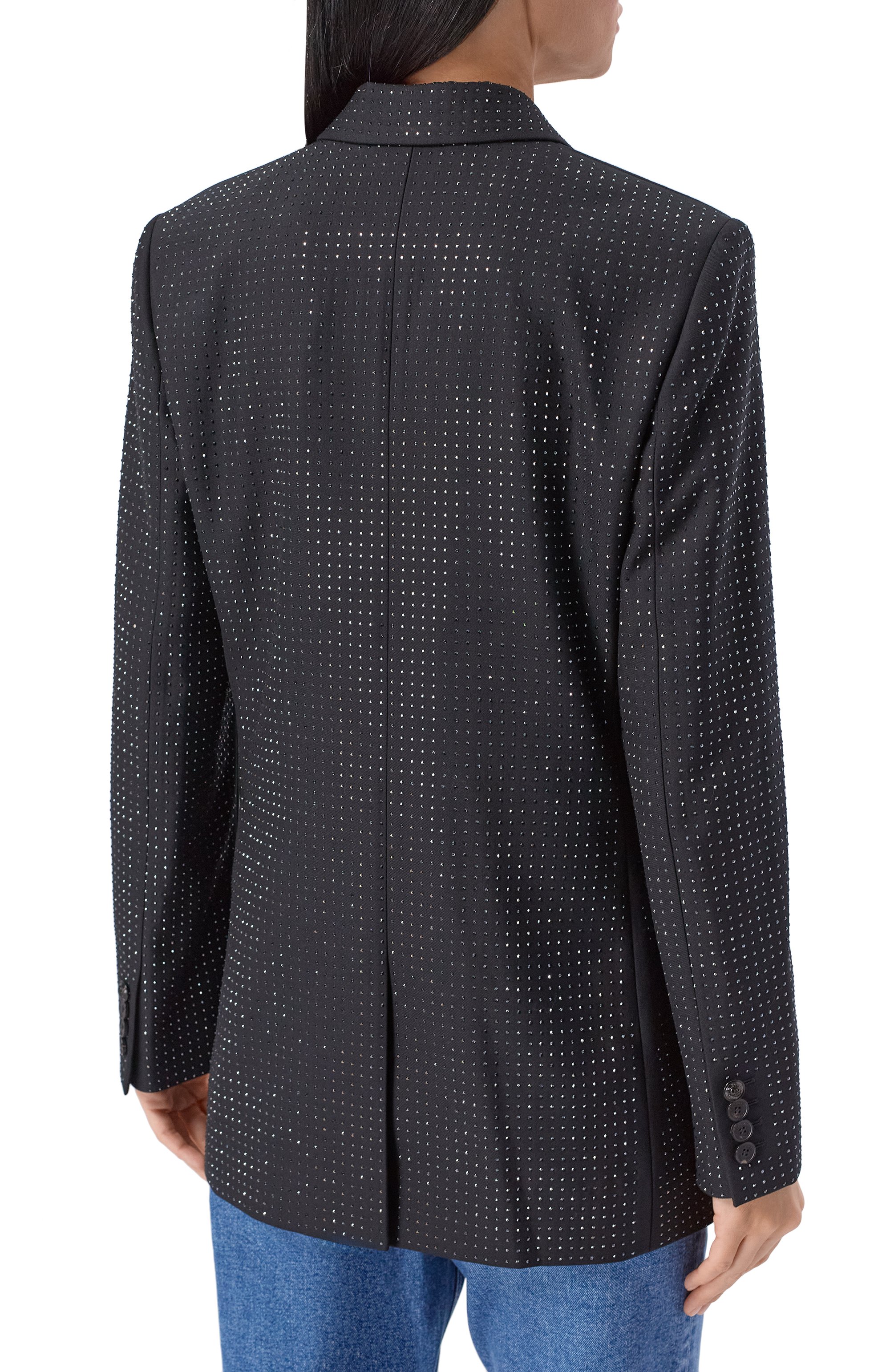 Жакет с отделкой стразами THE KOOPLES черного цвета по цене 66100 руб., арт. FVES31061K, фото 4 Жакет с отделкой стразами THE KOOPLES, арт. FVES31061K, фото 4