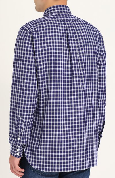 Хлопковая рубашка в клетку с воротником button-down TURNBULL & ASSER, арт. SHI150-BB570, фото 4