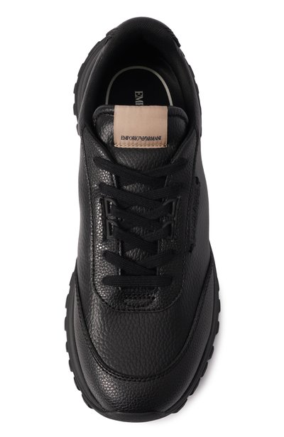 Кожаные кроссовки EMPORIO ARMANI черного цвета по цене 42250 руб., арт. EM007301/AF29401, фото 5 Кожаные кроссовки EMPORIO ARMANI, арт. EM007301/AF29401, фото 5