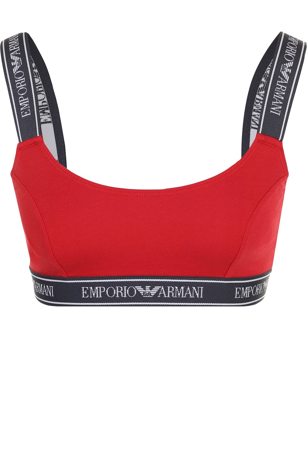 Хлопковый бюстгальтер с логотипом бренда EMPORIO ARMANI красного цвета по цене 5765 руб., арт. 163651/8P317, фото 1 Хлопковый бюстгальтер с логотипом бренда EMPORIO ARMANI, арт. 163651/8P317, фото 1