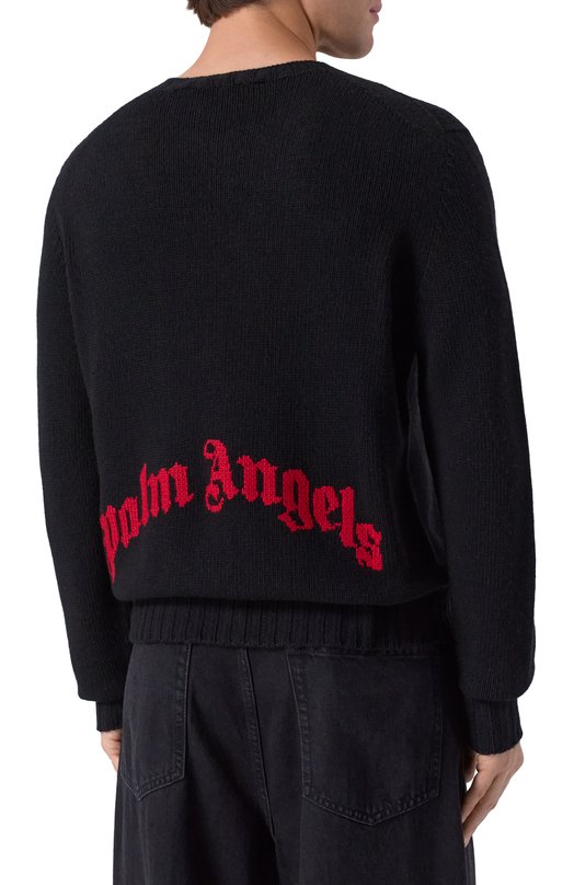 Джемпер из шерсти и вискозы Palm Angels PMHE027F25KNI002 Чёрный  PMHE027F25KNI002 Фото 4