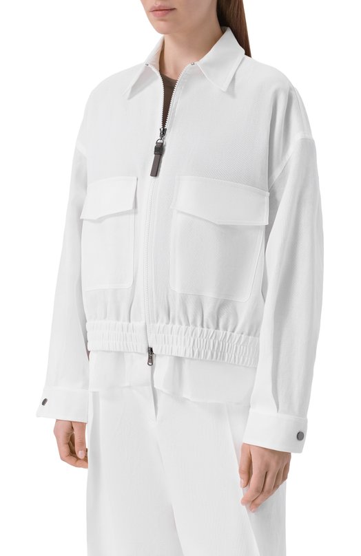 Хлопковая куртка Brunello Cucinelli MQ986EJ706 Белый  MQ986EJ706 Фото 3