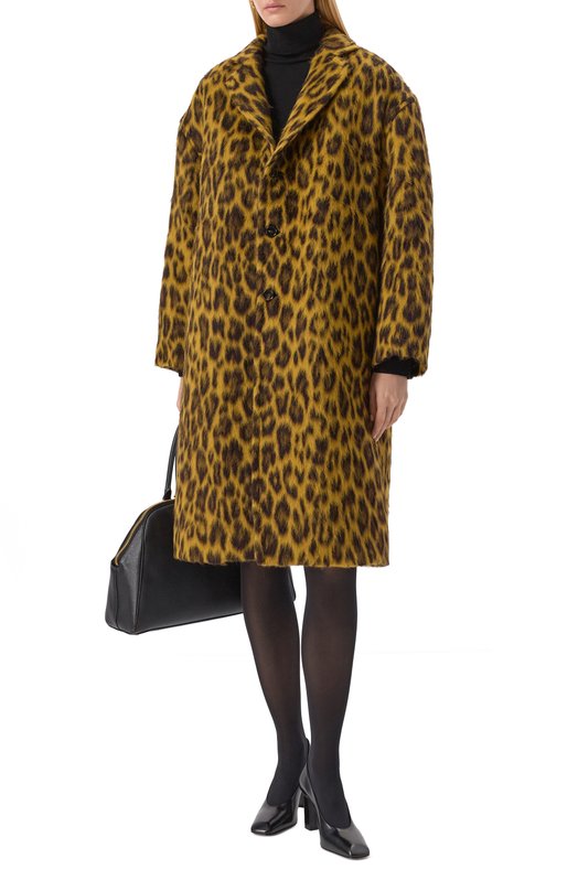 Шерстяное пальто Bottega Veneta 845602/V4YP0 Леопардовый  845602/V4YP0 Фото 2