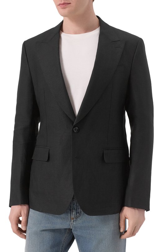 Льняной пиджак Dolce & Gabbana G2QS6T/FU4MC Чёрный  G2QS6T/FU4MC Фото 4