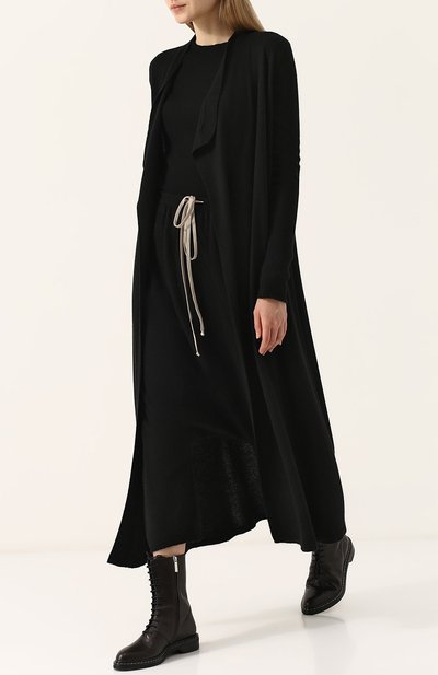 Однотонное кашемировое пальто с поясом RICK OWENS, арт. RP18S8603/WSB, фото 2