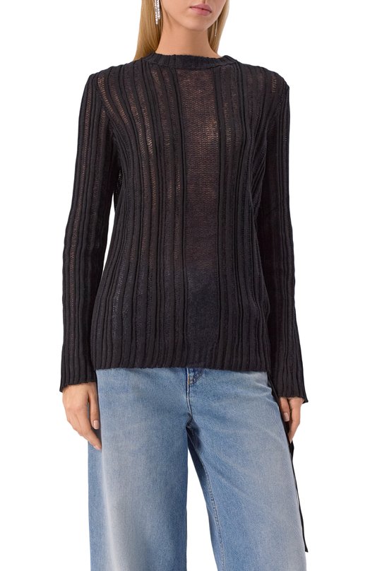 Пуловер из хлопка и кашемира Ann Demeulemeester B0013192/KN068 Чёрный  B0013192/KN068 Фото 3