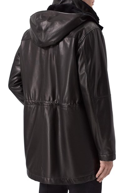 Кожаная парка с подкладкой из норки MVST, арт. M25.1PM.0006/BIG SIZE/CREAM NAPA, фото 4