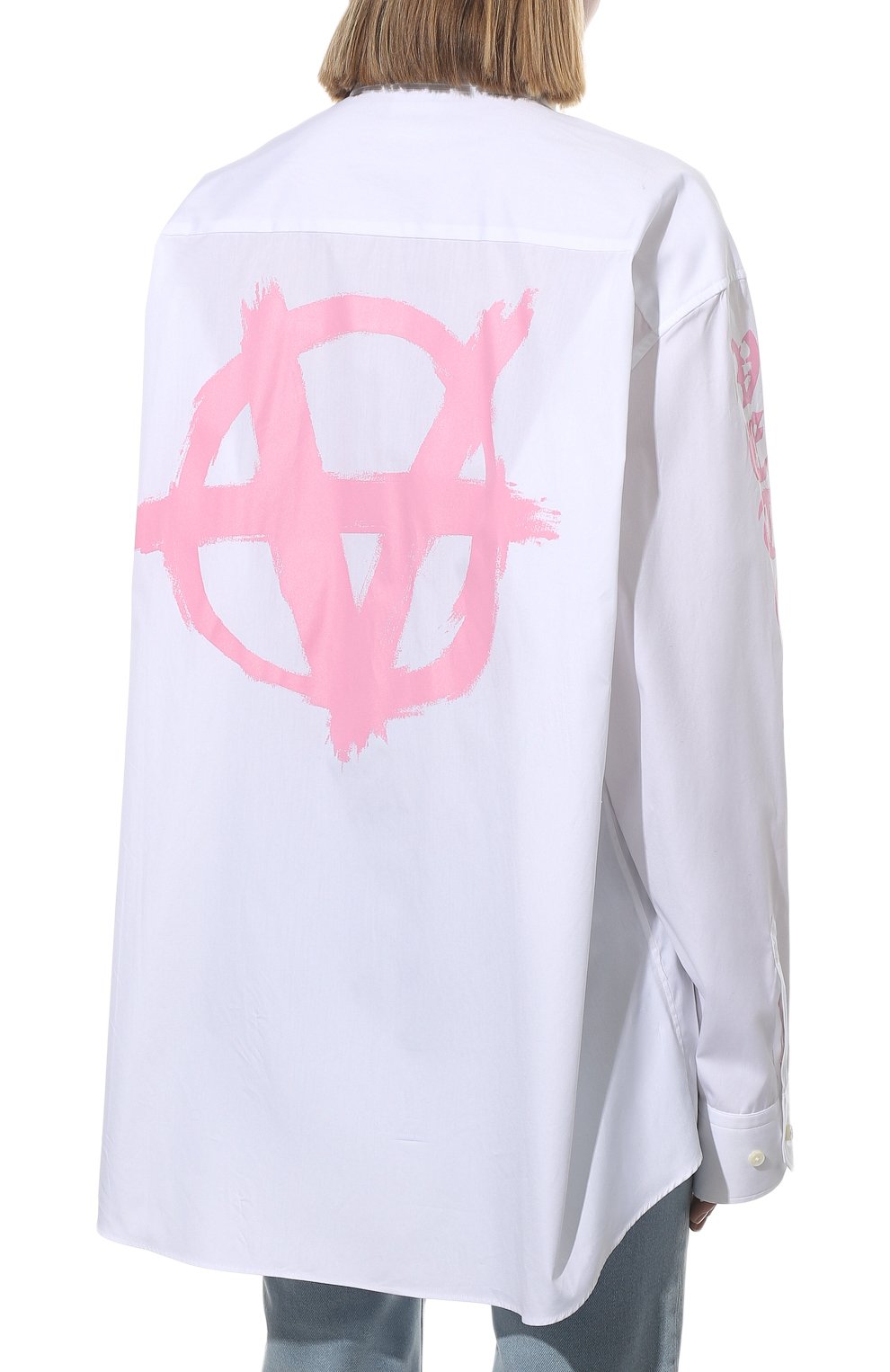 Хлопковая рубашка VETEMENTS белого цвета по цене 103000 руб., арт. UE52SH360W 1000/W, фото 4 Хлопковая рубашка VETEMENTS, арт. UE52SH360W 1000/W, фото 4