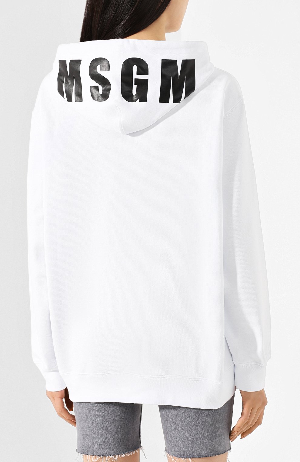Хлопковое худи MSGM белого цвета по цене 16850 руб., арт. 2841MDM68 207299, фото 4 Хлопковое худи MSGM, арт. 2841MDM68 207299, фото 4