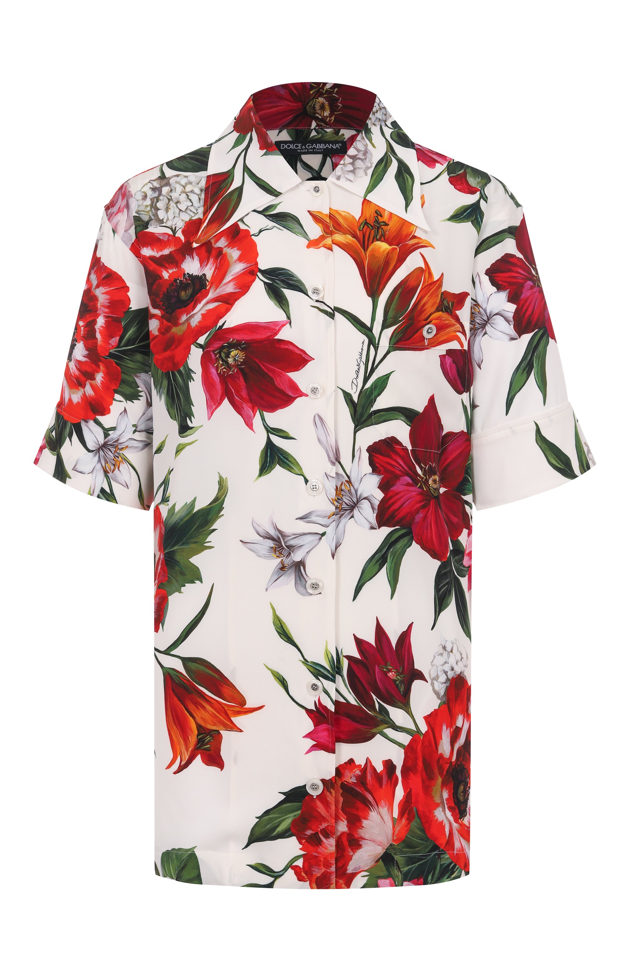 Шелковая рубашка DOLCE & GABBANA красного цвета по цене 191500 руб., арт. F5N17T/FSA7V, фото 1 Шелковая рубашка DOLCE & GABBANA, арт. F5N17T/FSA7V, фото 1