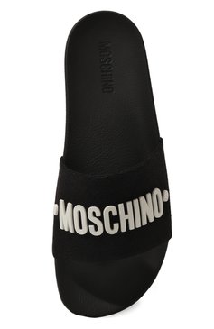 Мужские текстильные шлепанцы MOSCHINO черного цвета, арт. MB28302G0IGQ0 | Фото 6 (Материал внешний: Текстиль; Материал внутренний: Текстиль; Материал сплава: Проставлено; Нос: Не проставлено)