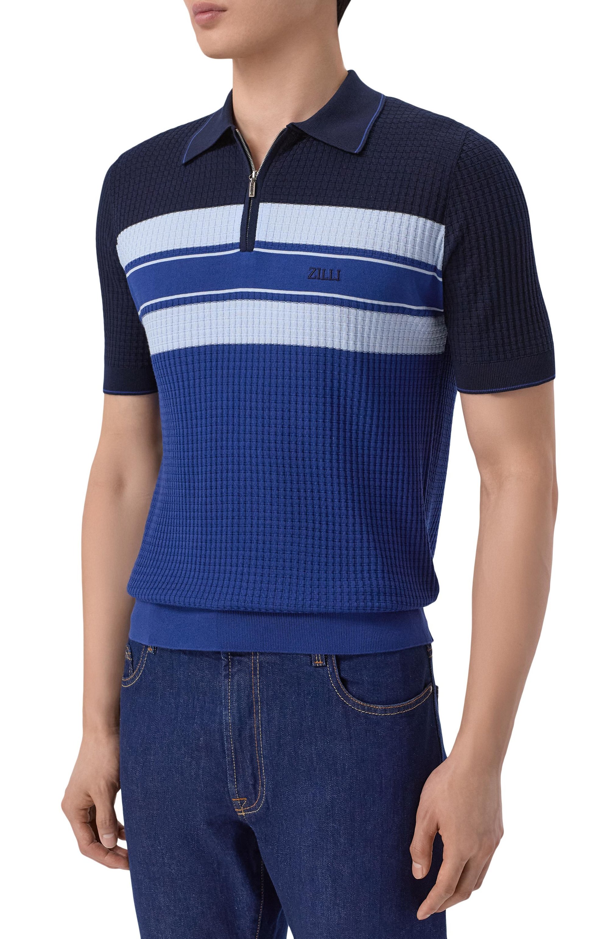 Поло из хлопка и шелка ZILLI, арт. KZP002M0107VFSTR0_002, фото 3