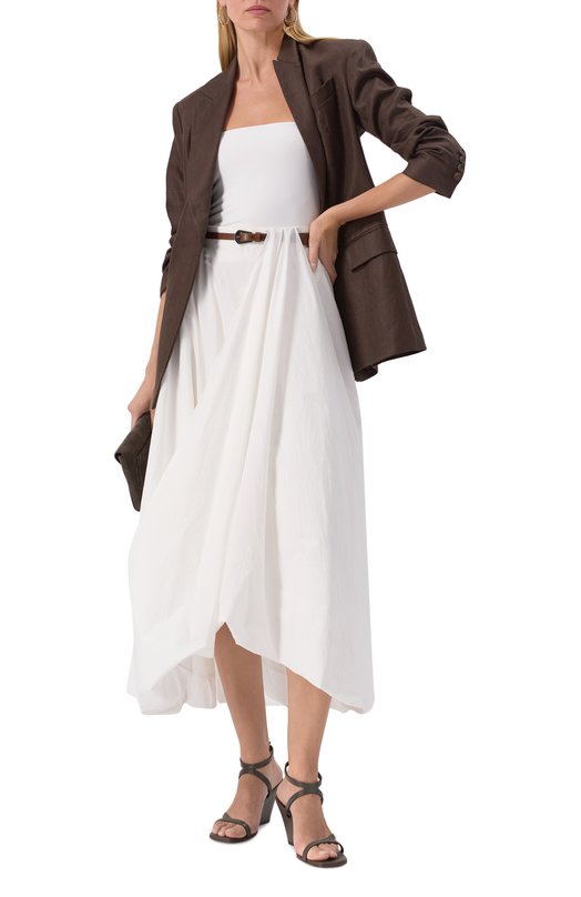 Хлопковый топ Brunello Cucinelli MPT1802B19 Белый  MPT1802B19 Фото 2