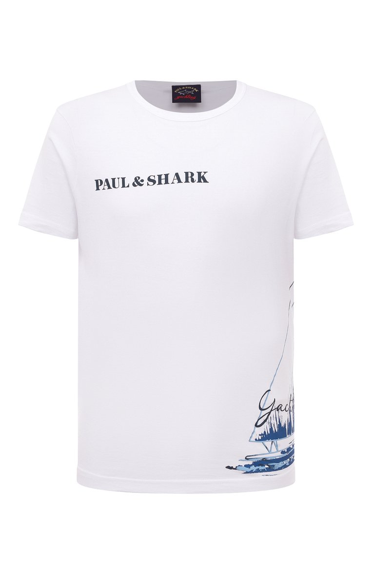 Мужская белая хлопковая футболка PAUL&SHARK купить в интернет-магазине ...