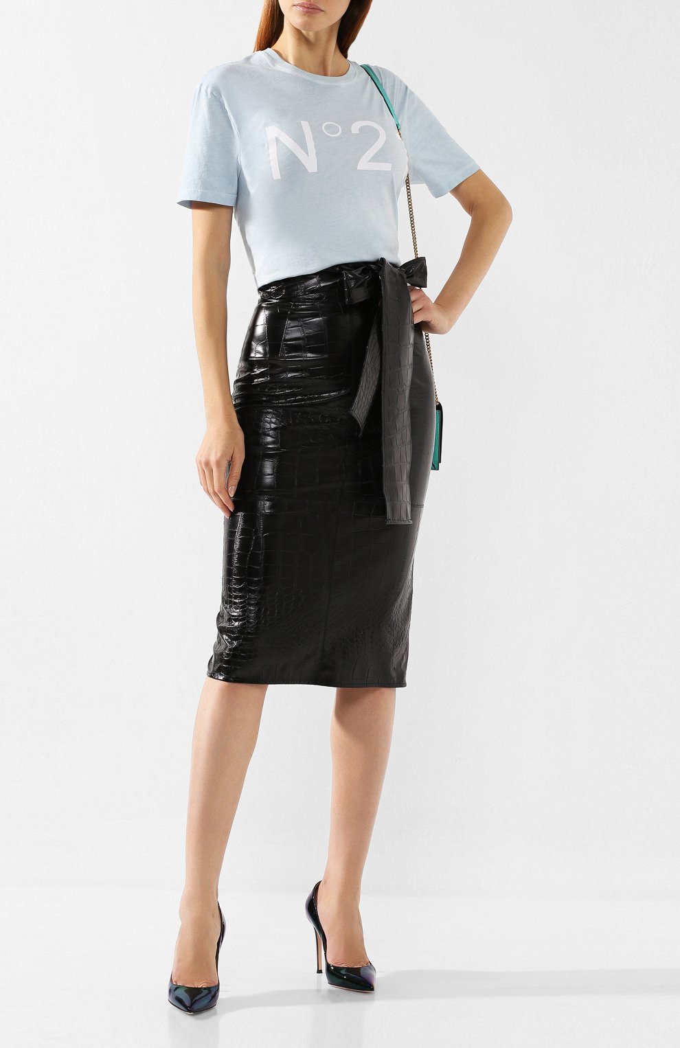Юбка с поясом MSGM черного цвета по цене 28100 руб., арт. 2742MDD104 195802, фото 2 Юбка с поясом MSGM, арт. 2742MDD104 195802, фото 2