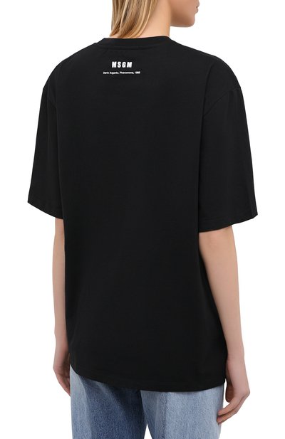 Хлопковая футболка MSGM черного цвета по цене 18350 руб., арт. 2942MDM207 207998, фото 4 Хлопковая футболка MSGM, арт. 2942MDM207 207998, фото 4