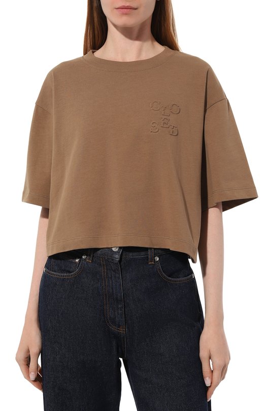 Хлопковая футболка Closed C95228-45F-EB Коричневый  C95228-45F-EB Фото 3