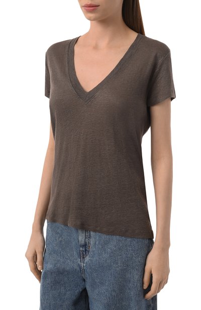 Льняная футболка IRO серого цвета по цене 17100 руб., арт. WM19R0DE0, фото 3 Льняная футболка IRO, арт. WM19R0DE0, фото 3