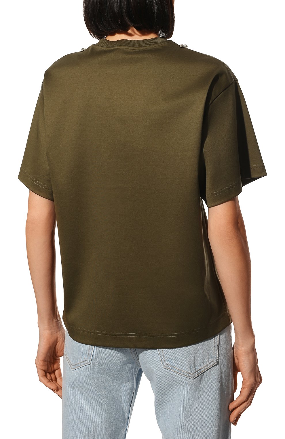 Хлопковая футболка DOLCE & GABBANA хаки цвета по цене 131500 руб., арт. F8R20Z/G7C6I, фото 4 Хлопковая футболка DOLCE & GABBANA, арт. F8R20Z/G7C6I, фото 4
