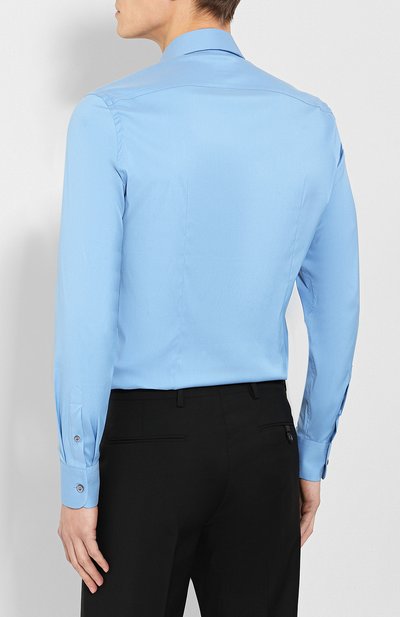 Хлопковая рубашка с воротником кент PRADA, арт. UCM608-F62-F0076, фото 4
