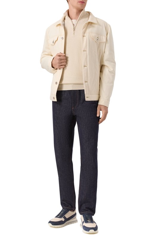 Кожаные кроссовки Brunello Cucinelli MZUESLA289 Синий  MZUESLA289 Фото 2