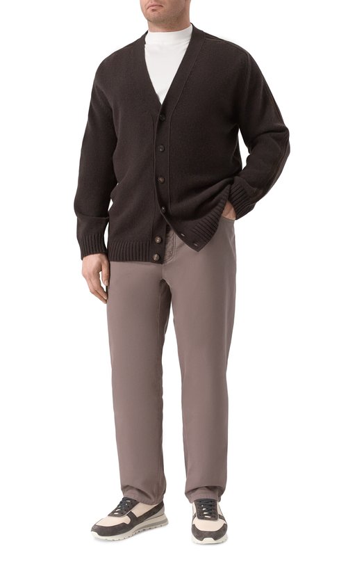 Хлопковые брюки Brunello Cucinelli M252DF1010 Коричневый  M252DF1010 Фото 2
