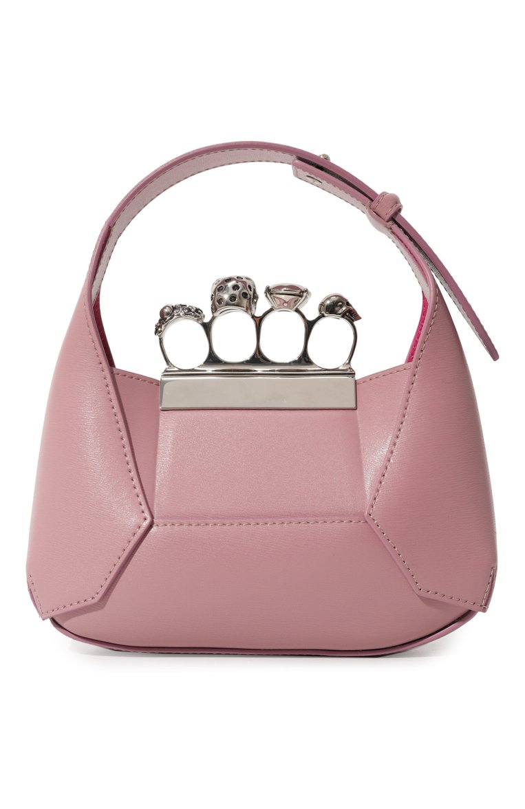 Женская сумка jewelled ALEXANDER MCQUEEN светло-розового цвета, арт. 731136/DYTAB | Фото 6 (Размер: mini; Драгоценные камни: Проставлено; Материал сплава: Проставлено; Материал: Натуральная кожа; Ремень/цепочка: На ремешке)